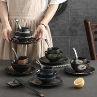 japanese sushi restaurant plate ceramic bowl ceramic cup ceramic spoon hotel ceramic tableware four piece set hotpot set