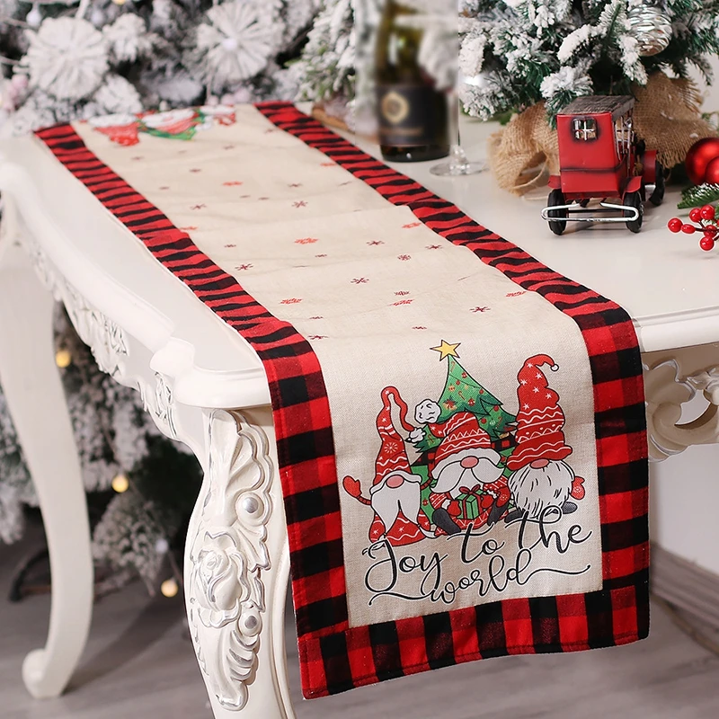 

175CM Christmas Long Table Runner Cloth Printed Table Flag Tablecloth Placemat New Year Party Dinner Home Decor