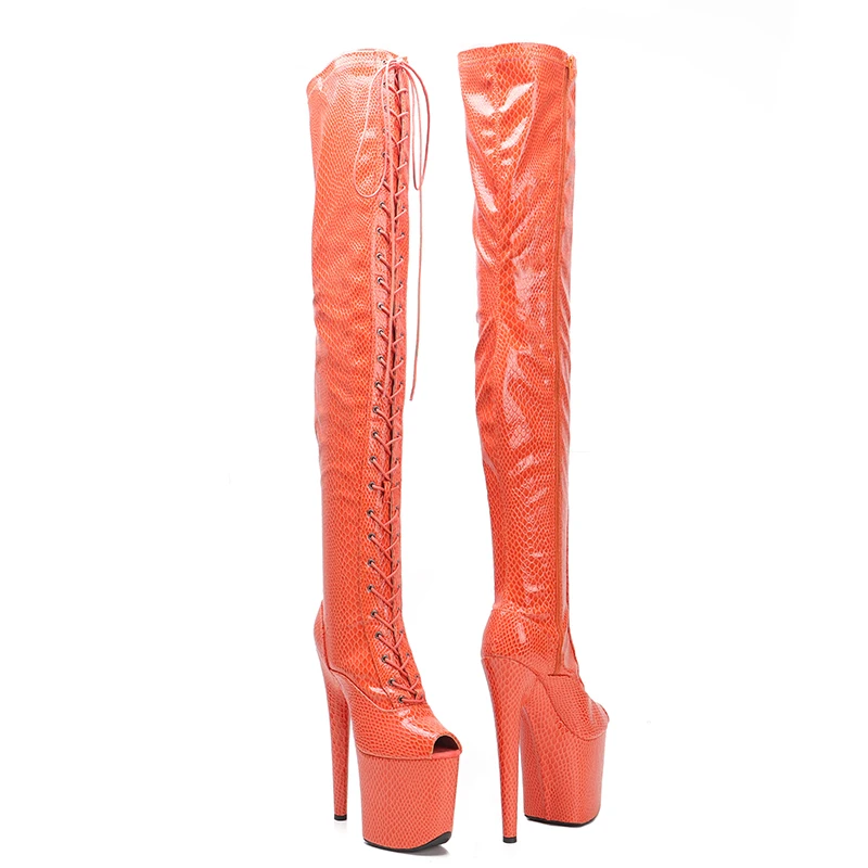 Leecabe 20CM/8Inch Snake PU UPPER   Platform disco party High Heels Shoes Pole Dance boot