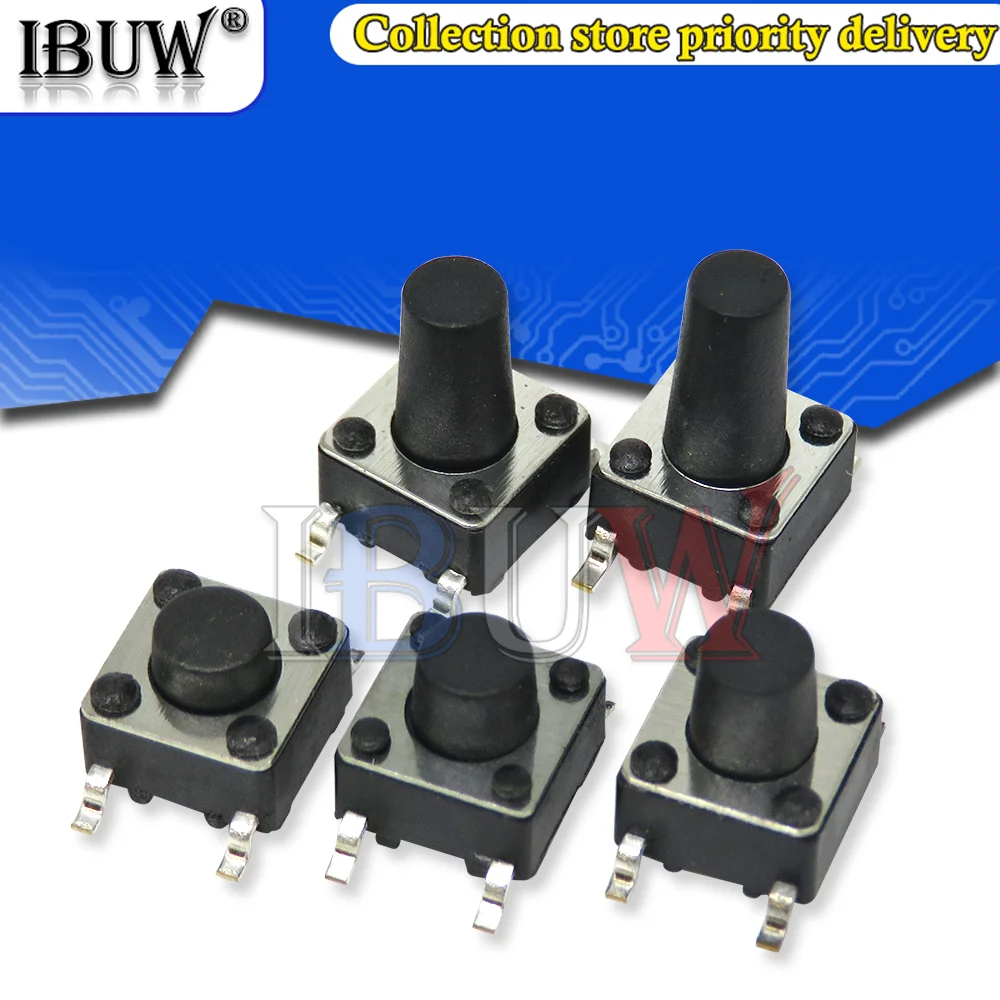 

Тактильный Кнопочный микропереключатель SMD diygba, 50 шт., 6x6x7/7/5/6/4,3, 3/9/10 мм, 6x6x мм, 5 мм, 6 мм, 7 мм