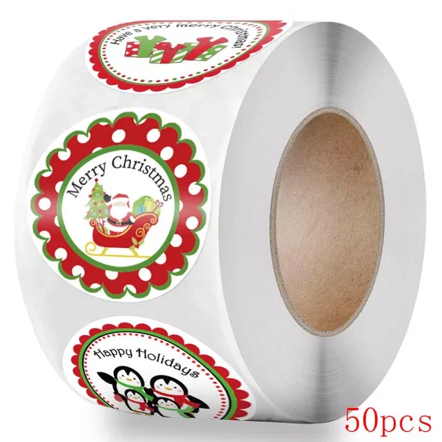 

50-500 шт. рождественские наклейки с милыми животными, снеговиком, деревьями, декоративные наклейки, Упаковочная Подарочная коробка, этикетка,...