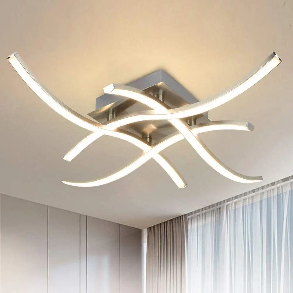 Energy Saving Light Curved Lamp Kitchen Pendant Light Modern 3/4 Light Ceiling Lights LED