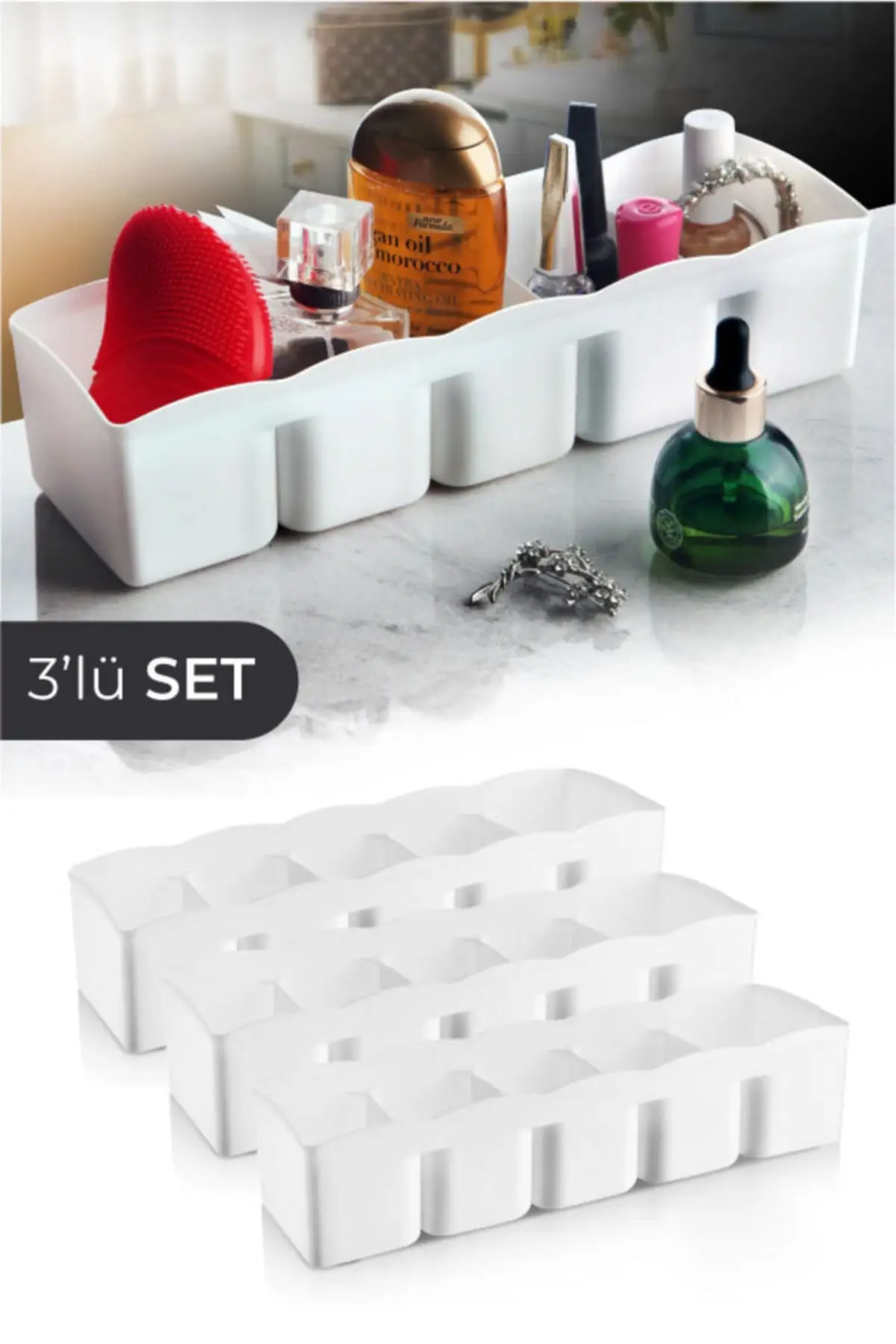 

3 шт., 5 отсеков, органайзер, выдвижной ящик, устройство для организации, удобное, стильное, полезное, практичное, для хранения домашней и кухонной утвари.