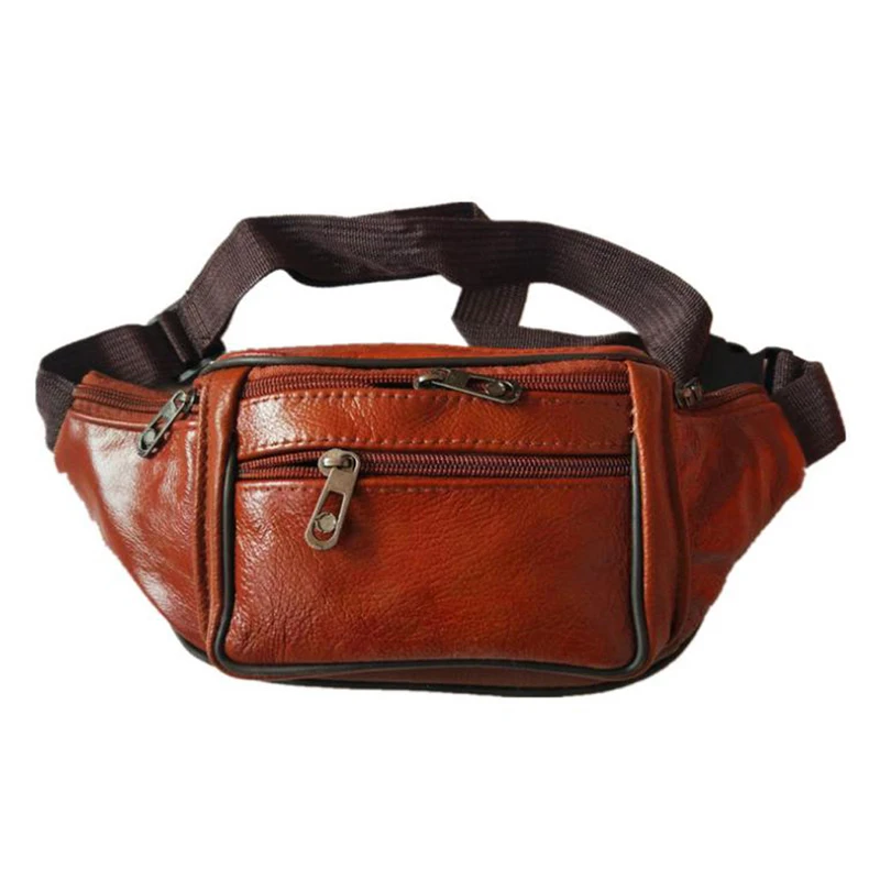 

Practical Leather Belt Bag Men's City Hiking Essential Belt Bag Portable Zipper Multifunctional Mobile Phone Bag