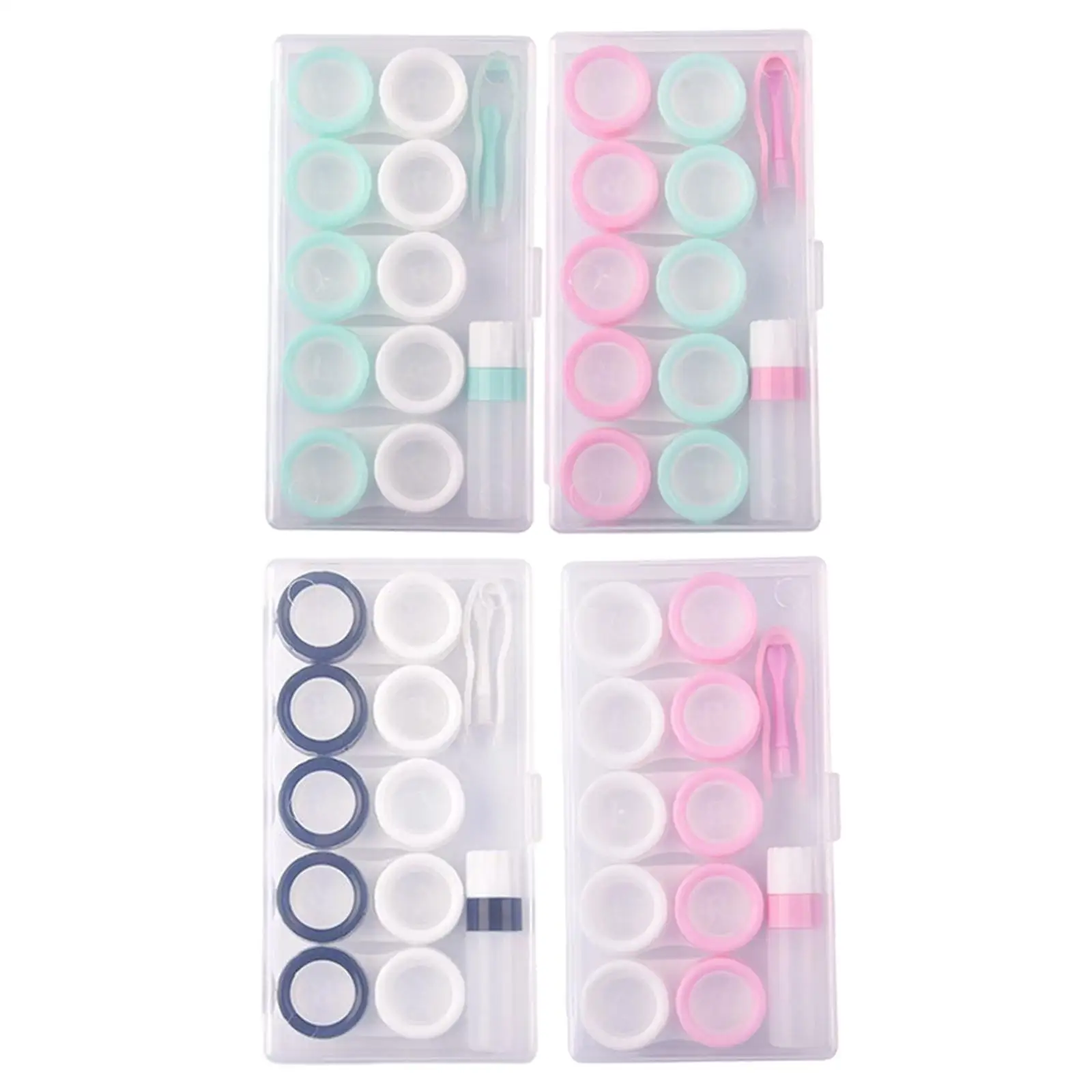 

Portable 5 Pairs Contact Lens Case Container L R Covers Soaking Storage Box Travel Lenses Holder Tweezers Stick Tools for Women