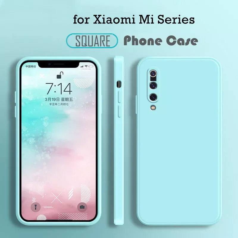 

Original Square Frame Silicone Phone Case For Xiaomi Mi 8 9 10 11 Lite A2 A3 9T 10T Mix 2 2s 3 F3 F2 Pro Note 10 Soft Cover-