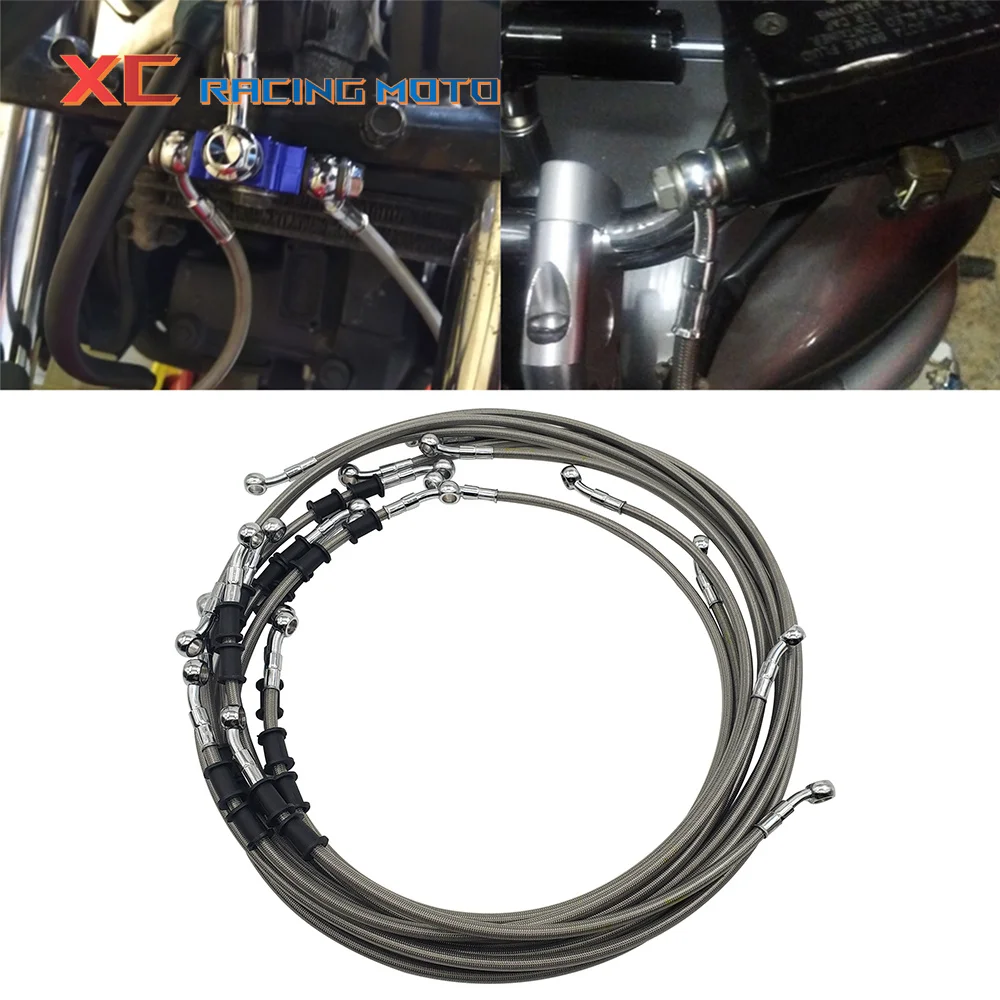 

Motorcycle ATV Scooter 40mm-1400mm Hydraulic Brake Hose Line Braided Cable 10mm Banjo Pipe For Suzuki Kawasaki Yamaha Honda