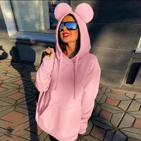 european and american style womens 2022 autumn and winter new fashion solid color wild cute plush ears hooded trendy sweater