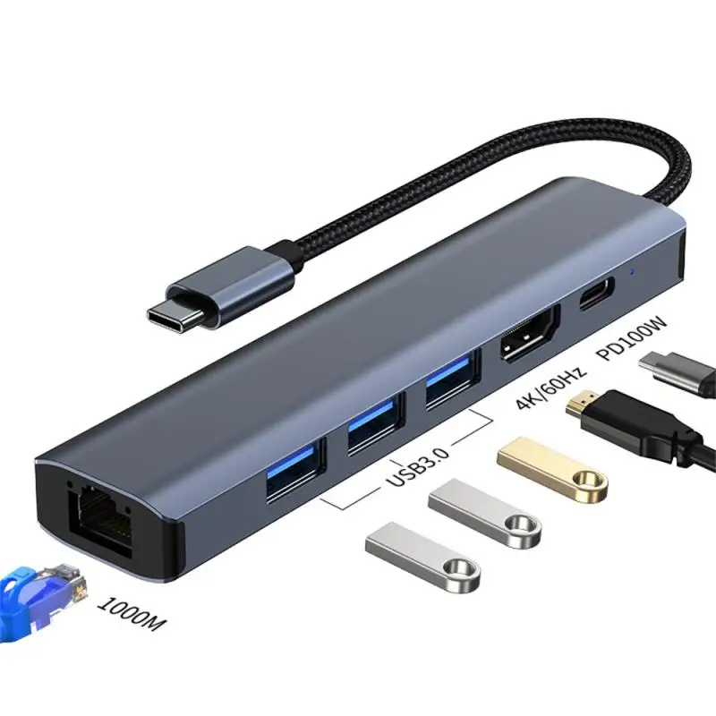 

Type-c HUB USB-C To HDMI-Compatible USB3.0 Gigabit LAN Ethernet Docking Station Multi-Function USB C Hub For Macbook Dell