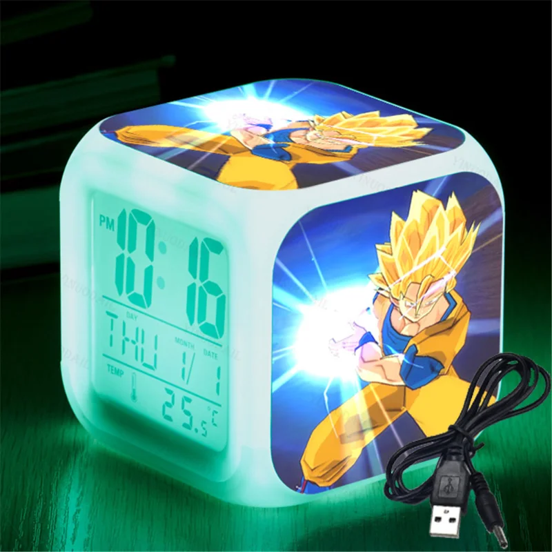 

Anime Dragon Ball Digital Clocks Son Goku Gohan Vegeta Majin Buu Broli Bulma Trunks Alarm Clock Figure Kids Glowing Toys Doll