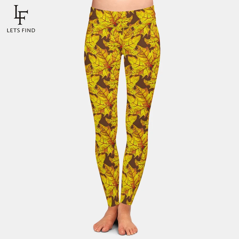 LETSFIND Maple Leaf Print Women Leggings High Quality Women Fashion 2019 High Waist  Pants