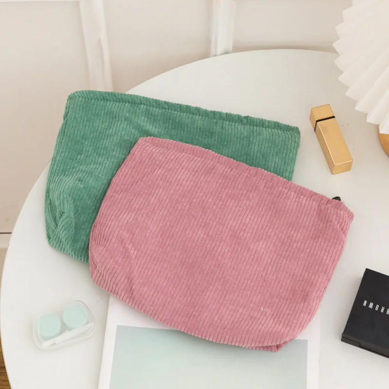 

Colorful Super Large Capacity Pencil Case Corduroy kawaii Big Bags Vintage Cosmetic Bag Retro Makeup Pouch for School Girls