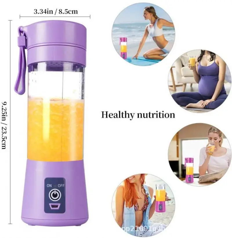 

Portable Blender Mixer 6 Blades USB Rechargeable Electric Juicer Cup Citrus Lemon Vegetable Fruit Smoothie Milk Shake Squeezer