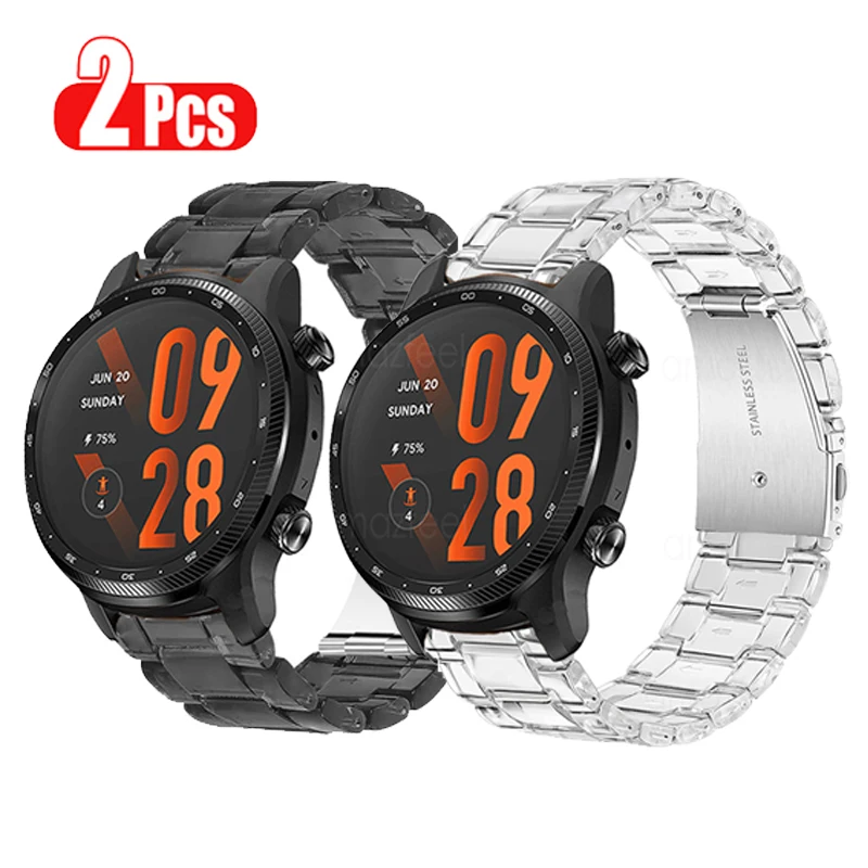 

Металлические браслеты для Ticwatch Pro 3 Ultra GPS LTE Smart Watch Band 22 мм, прозрачный полимерный ремешок для Ticwatch Pro 2020 2021 E2 S2 GTX