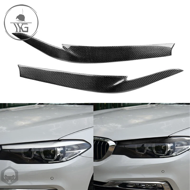 

For BMW 5 Series G30 G38 528li530li540li Carbon Headlight Eyebrow Cover Sticker Head Lamp Light Eyelid Overlays Trim Car styling
