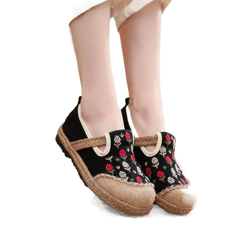 

YourSeason Ladies Linen Cotton Espadrilles Loafers Non-Slippery Women Comfortable Slip On Shoes Flower Embroidered Sneakers