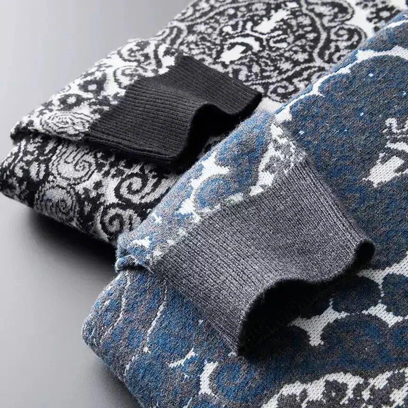 Высококачественный брендовый дизайнерский жаккардовый шерстяной свитер в