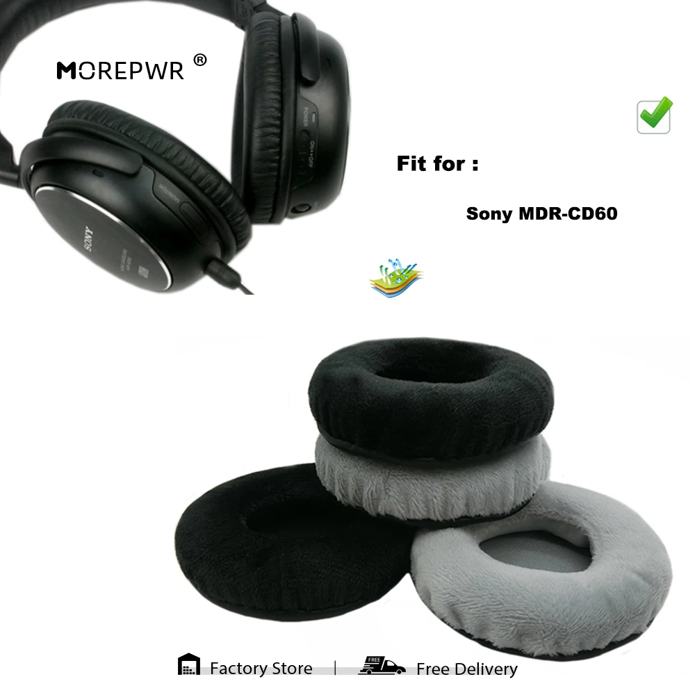 

Morepwr New Upgrade Replacement Ear Pads for Sony MDR-CD60 Headset Parts Leather Cushion Velvet Earmuff Sleeve Cover
