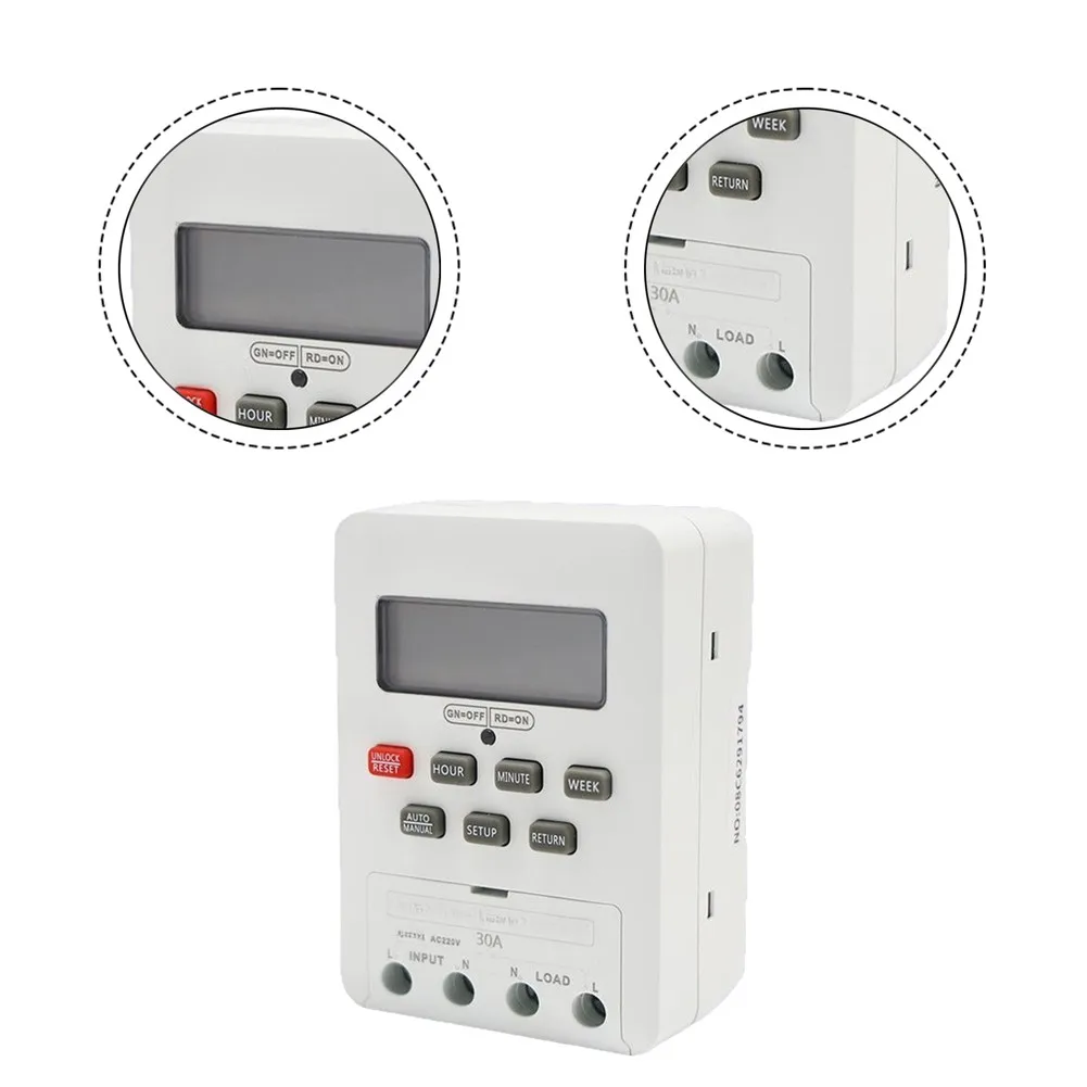 Фото Таймер-выключатель KG316T 30A AC220V с ЖК-дисплеем, недельная/ежедневная программа для водонагревателя/роутера, монтаж на DIN-рейку №2