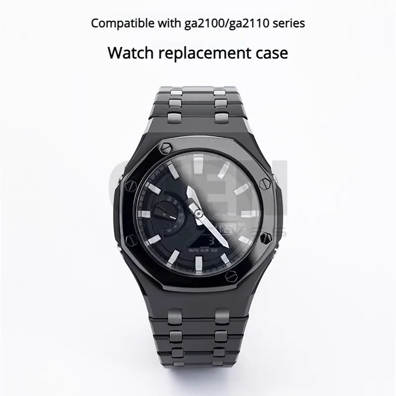 Фото Комплект для модификации Casioak GA2100: корпус и ремешок из нержавеющей стали |   Запчасти для часов GA-2100, GA-2110, GA-B2100: улучшенный полированный металлический корпус и ремешок. №2