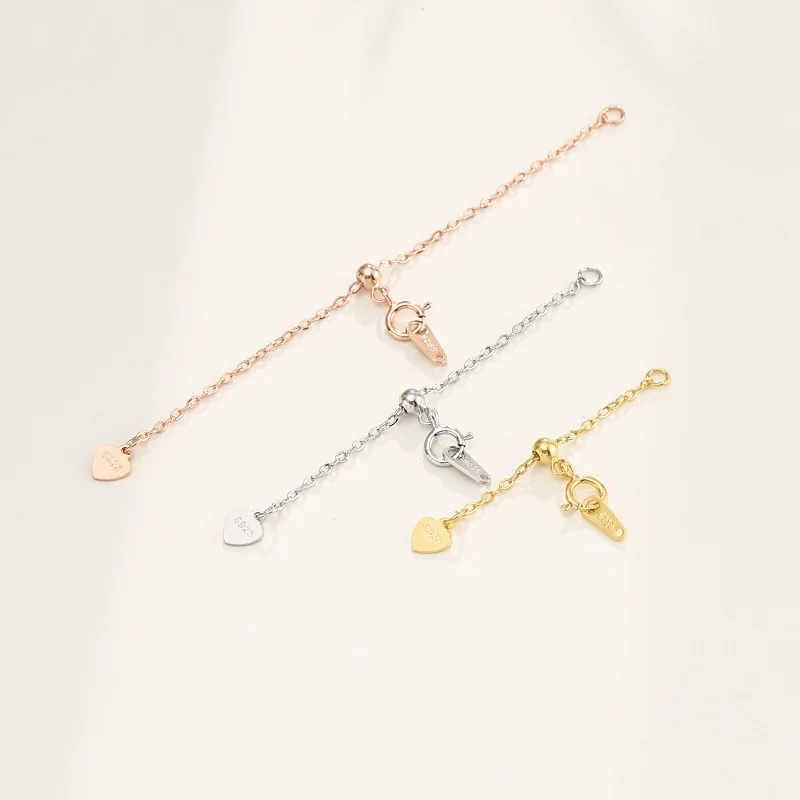925 Silver 3/5/7cm Extension Tail Chain Adjustable Spring Clasps Connector For DIY Jewelry Making Findings Bracelet Necklac