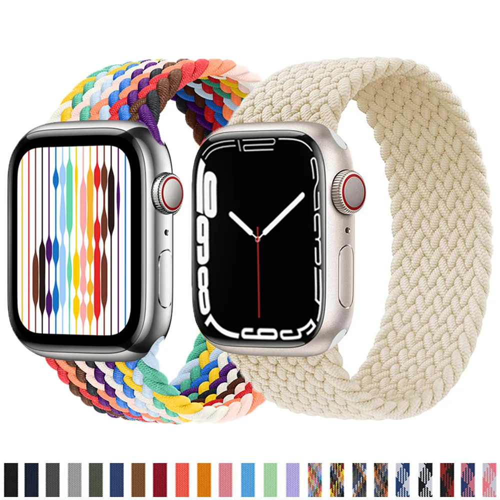 

Braided Solo Loop For Apple Watch Strap 45mm 44mm 41mm 40mm 38 42 Nylon Fabric Elastic iWatch Series se 3 6 7 8 ultra 49mm Band