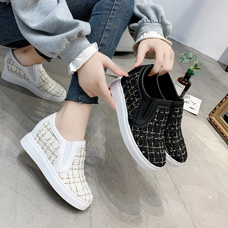 

Korean Shoes Female Footwear All-Match Platform Casual Sneaker Autumn Soft Round Toe 2022 Dress Comfortable Creepers Fall