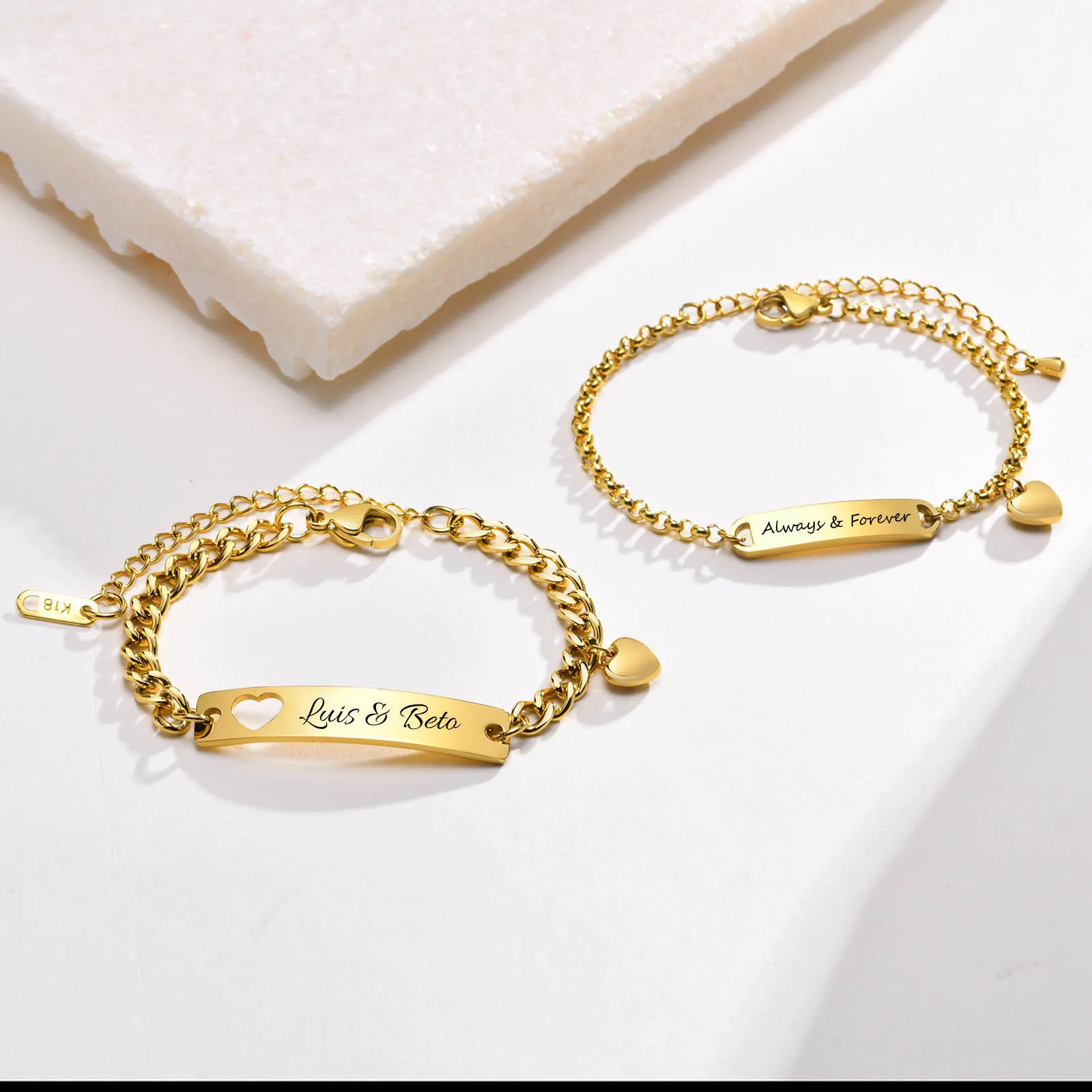 

Personalized Custom Stainless Steel ID Bracelet for Women, Engraved Name Date With Adjustable Chain