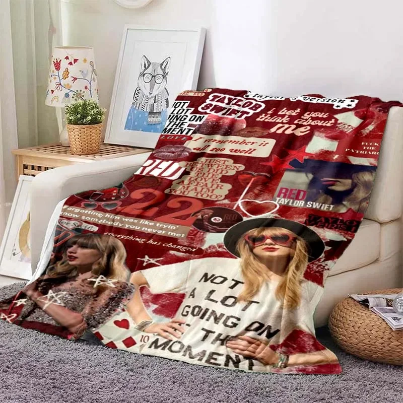 

Pop Female Singer Taylors Swifts Pattern Star Art Flannel Thin Portable Home Travel Office Lunch Break Blanket