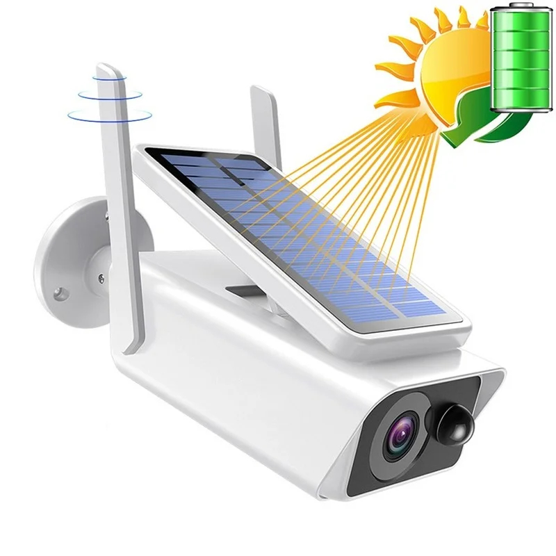 

HD 2MP Outdoor IR Night Vision Two-Way Audio PIR Detect Alarm Solar Battery Rechargeable WiFi Wireless CCTV Camera