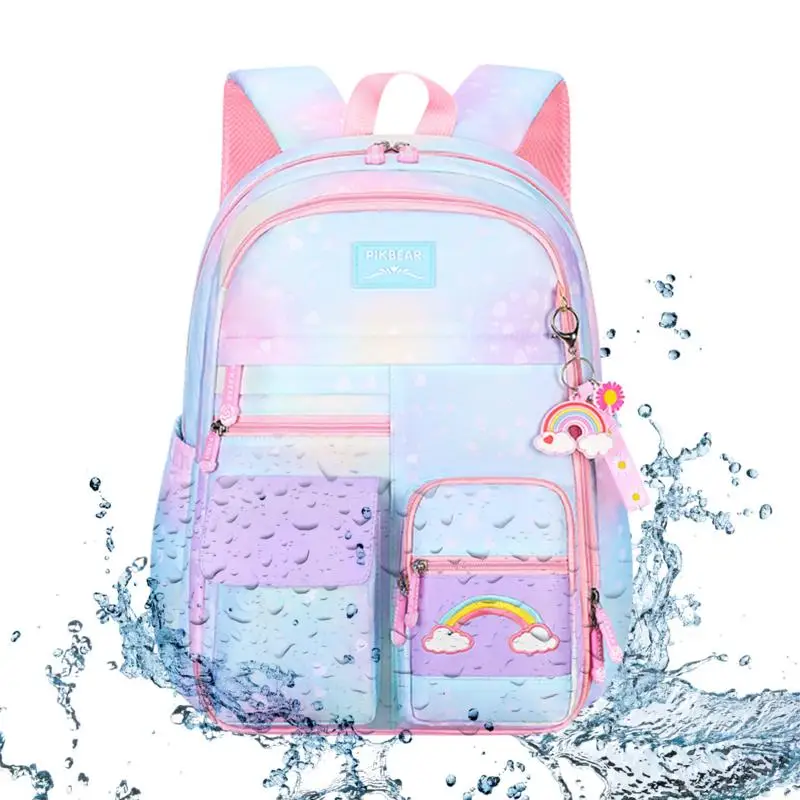 

Школьные рюкзаки для девочек, вместительные легкие школьные ранцы розового цвета с градиентом, портфель для начальной школы