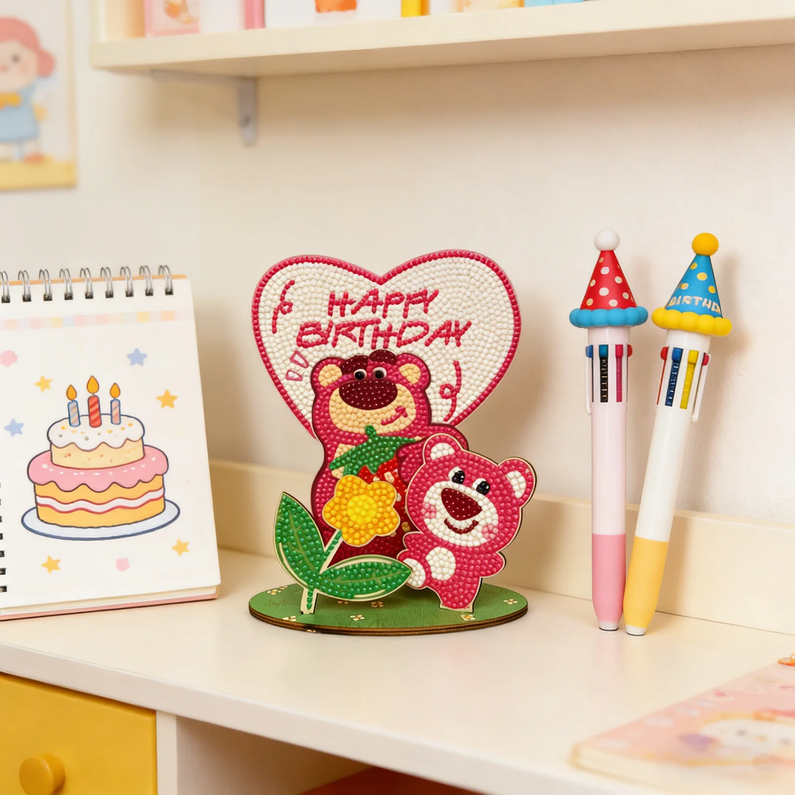 Фото Набор для алмазной мозаики Disney с 3D-медведем Лотсо, деревянный DIY-орнамент в форме сердца, подарок для детей, декор для дома, хит продаж №1