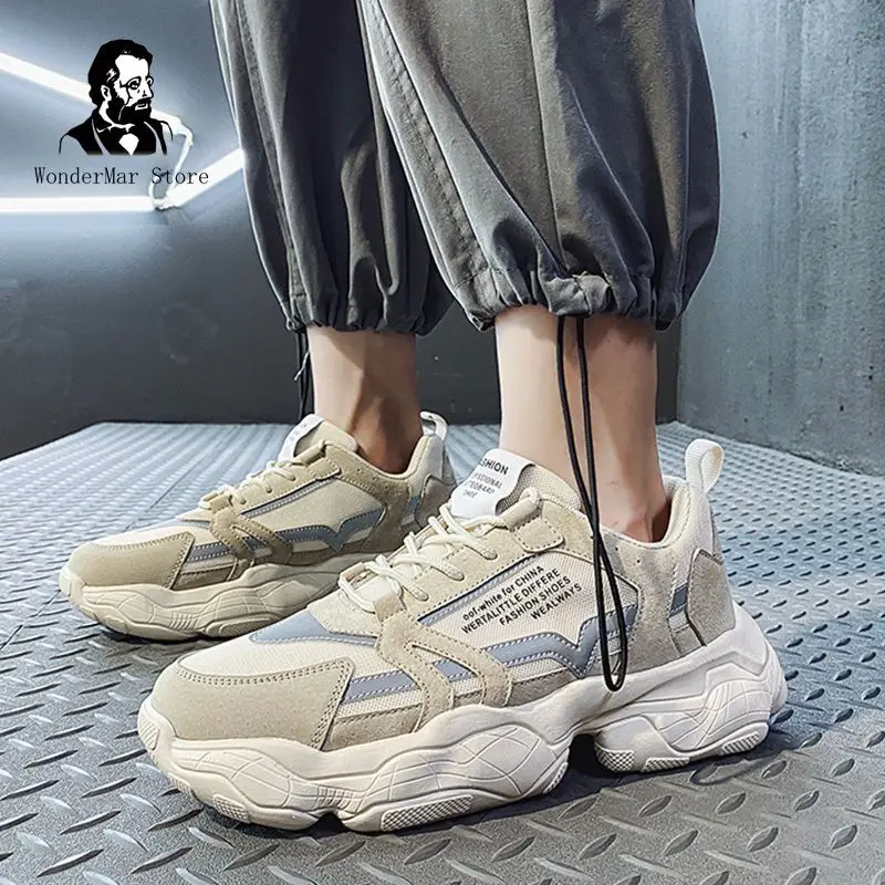 

Мужские кроссовки на толстой подошве, Повседневные высокие кеды, весна-осень