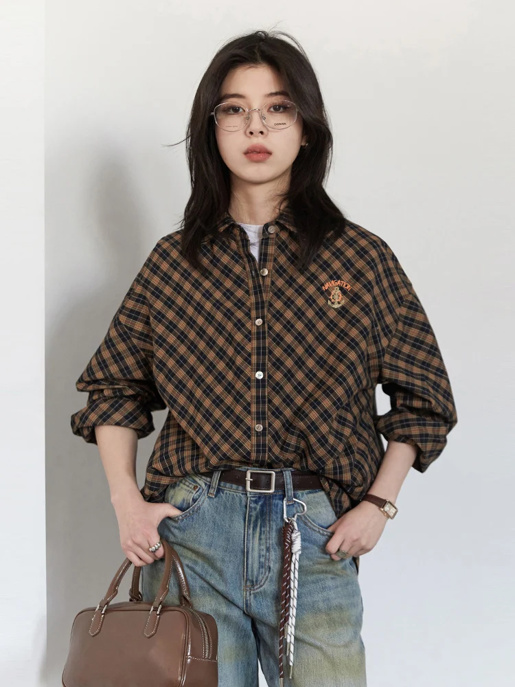 CHIC VEN женские рубашки в стиле ретро повседневные свободные клетчатые блузки с