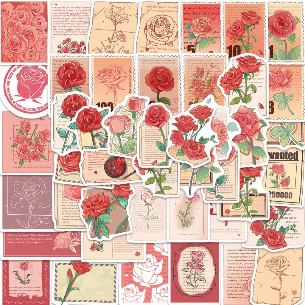 

10/50pcs Stickers Rose Pink Bookmark Aesthetic Graffiti Skateboard Waterproof Suitcase Luggage DIY Laptop Car Stickers Kids