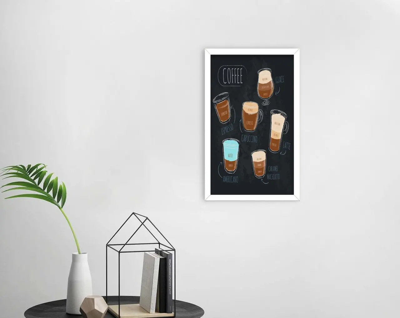 

BK Home Coffee Design Decorative Wood White Framed Tablo-20