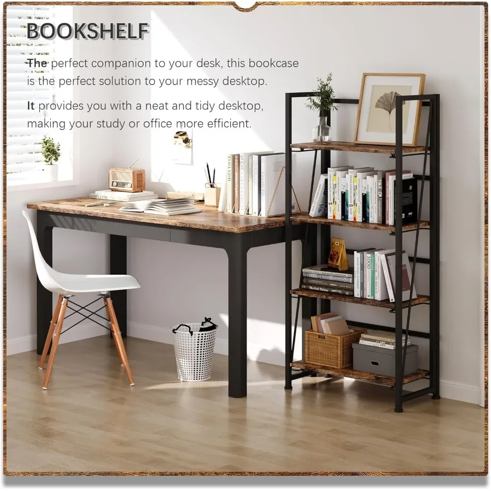 Складная книжная полка в сборе полки для хранения 4 яруса винтажный книжный шкаф