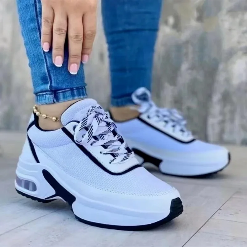 

Platform Sneakers of Women Fashion Plus Size Casual Sports Shoes Women Lace-up Mesh Breathable Women's Vulcanized Shoes 2022