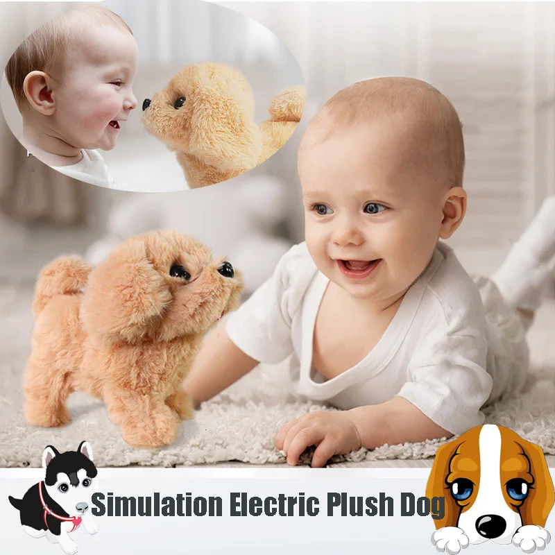 

Electric Simulation Puppy Can Walk Bark Nod Dog Robot Cute Wag Tail Plush Toys Simulation Without Battery Dog Electronic Pets