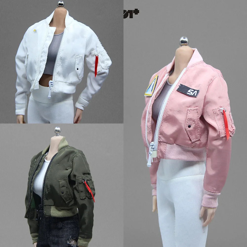 

3 Colors HotPlus HP072 1/6 Scale Fashion Women's Locomotive Bomber Flight Jacket Short Style Sport Coat Fit 12" Action Figure
