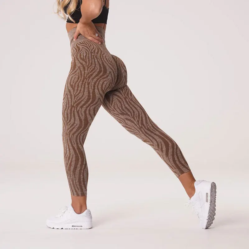 Striped Seamless Knit Womens Yoga Pants Ladies Outer Wear Zebra Pants Hip Lift Plus Size Sports Fitness Yoga Leggings Sweatpants