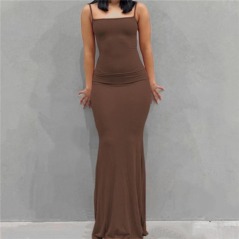 

Женское атласное платье-макси без рукавов, с открытой спиной