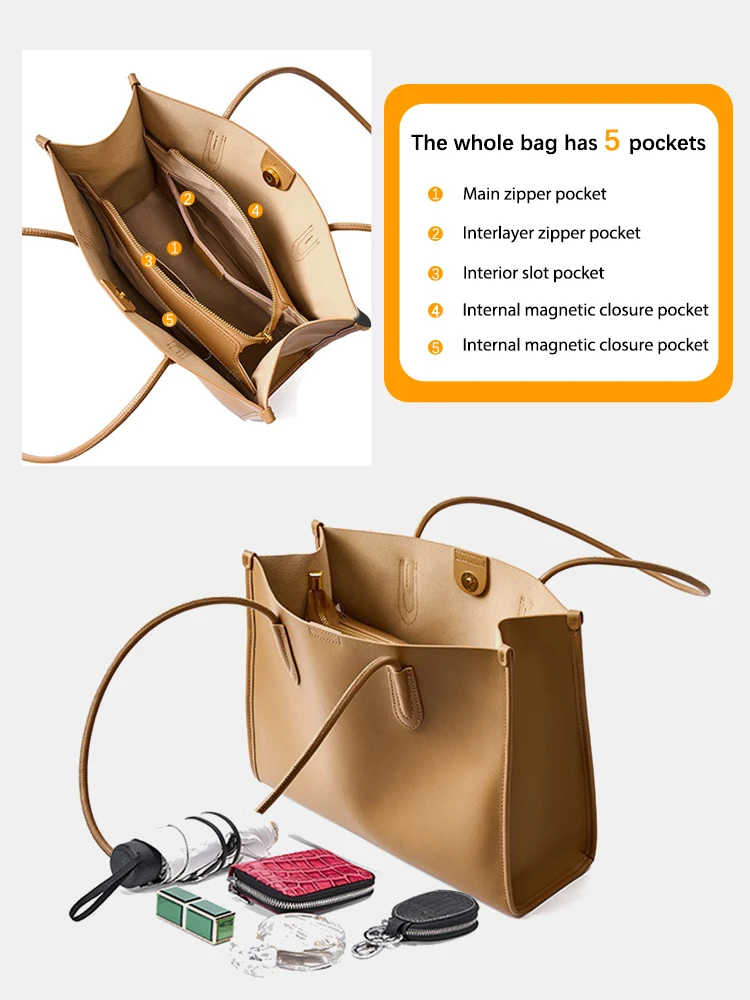 Женская сумка-тоут из натуральной кожи кофейного цвета