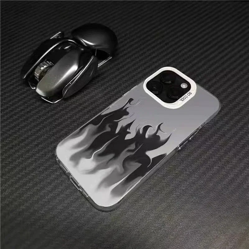 Фото Чехол Cool Black White Flame для IQOO Z9 Turbo Z9X Z9S Z8X Pro U5X U3 Neo 10 9 8 7 6 SE 5 5s Neo iQOO 13 12 11 10 9 Pro SE Cover №1