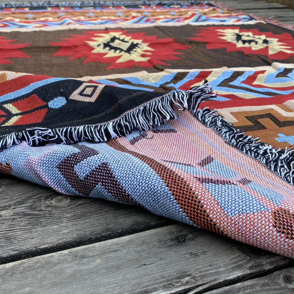 Sofa Decor Woven Thread Blanket Outdoor Rugs Camping Picnic Mat Boho Nordic Bed Plaid Couch Cover Carpet Tassels |