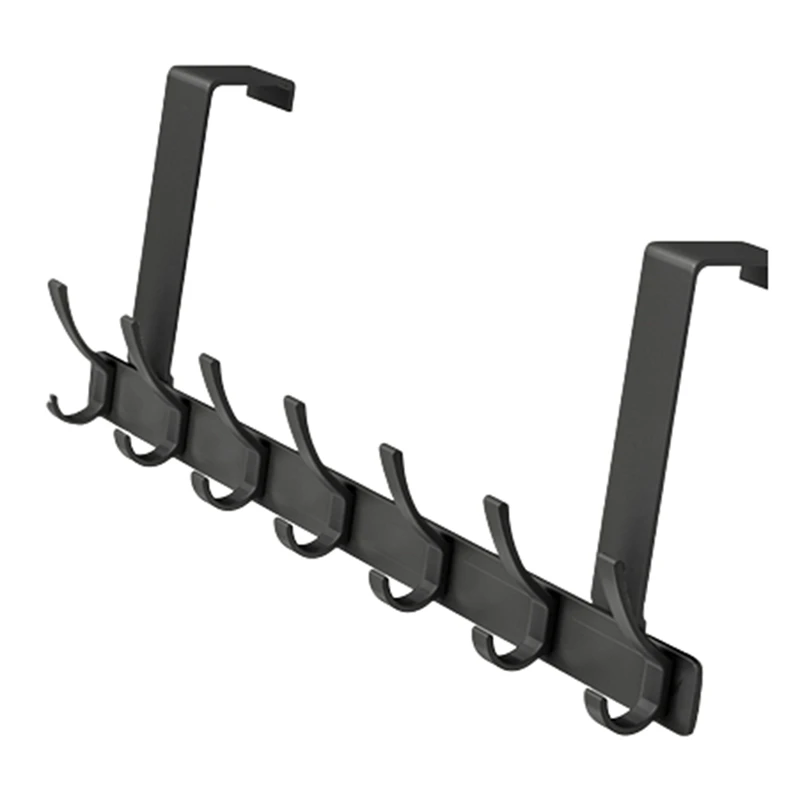 

Free Punching Door Behind The Bathroom Black Hook Bedroom Storage Hanger Storage Rack 7 Hooks Door Rear Hook Easy To Use