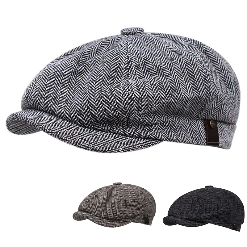 

Men's Flat Cap Ivy Driving Cap Fall/Winter Fashion Newsboy Hat Men's Octagonal Hat Beret Man Bucket Hat