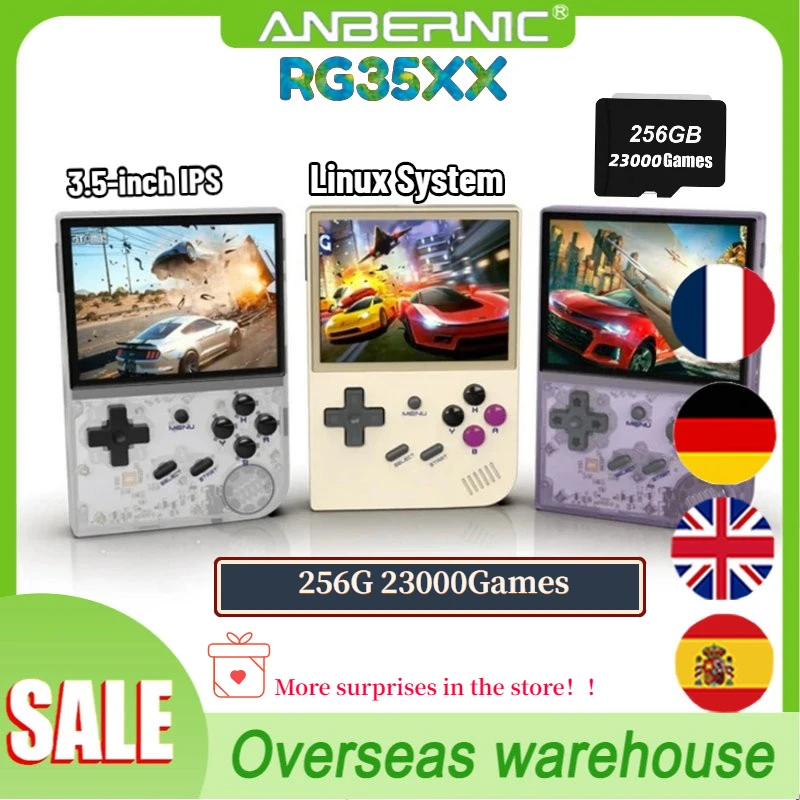 256G ANBERNIC RG35XX  Linux System Dual Card Slot 3.5 Inch IPS Screen Retro Handheld Game Console Cortex-A9 Player 23000 GAMES