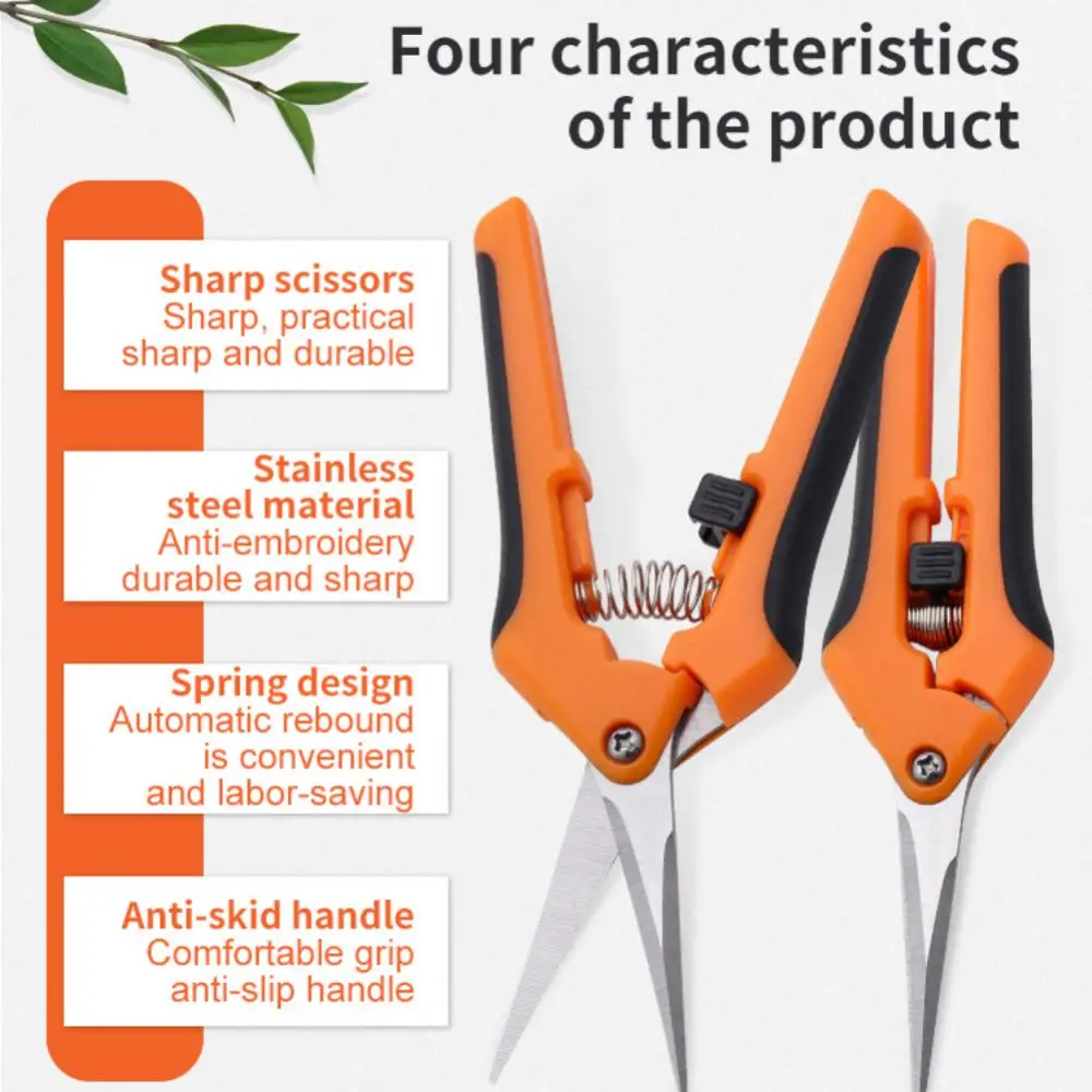 

Anti-slip Handle Pruning Scissors Automatic Rebound Labor-saving Flower Branch Scissors Stainless Steel Grape Scissors