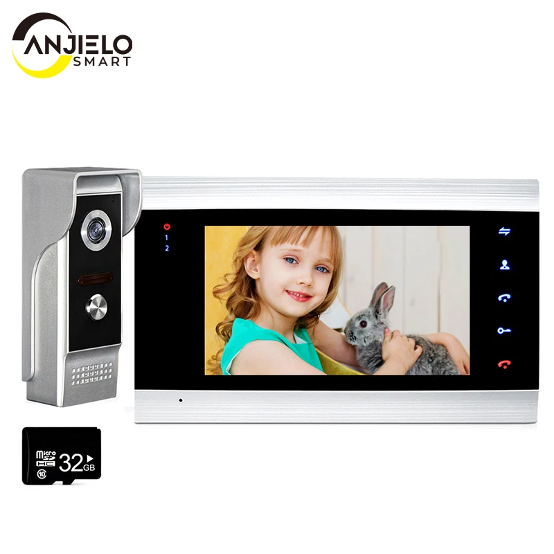 Home Video Intercom Video Doorbell for Apartment 7 Inch Monitor 1200TVL Doorbell Camera with Motion Detection, Auto Recording